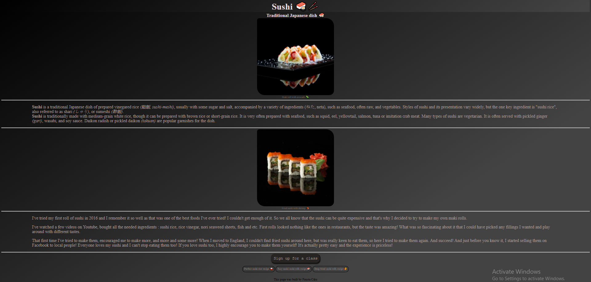 Basic HTML sushi page project